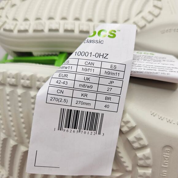 CROCS M9 W11 CLASSIC CLOG WHITE BONE UNISEX COMFORT CASUAL SHOES NWT main image 7